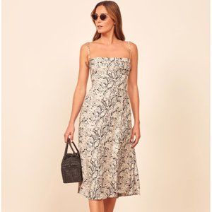 Reformation Vollare Midi Slip Dress in Snake Print